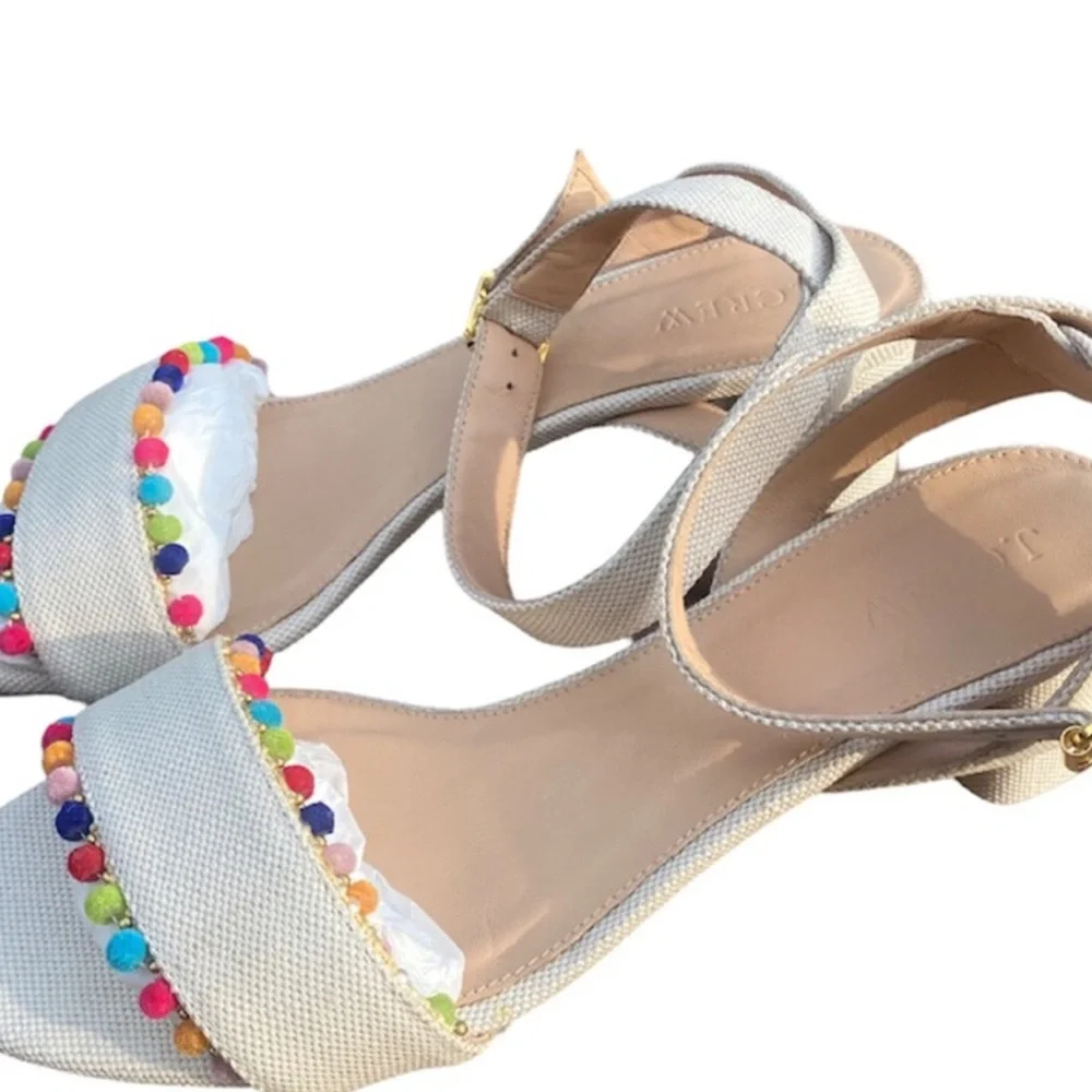 New $225  J. Crew Lottie Rainbow Pom Pom Sandal Size 10.5 - Picture 9 of 10